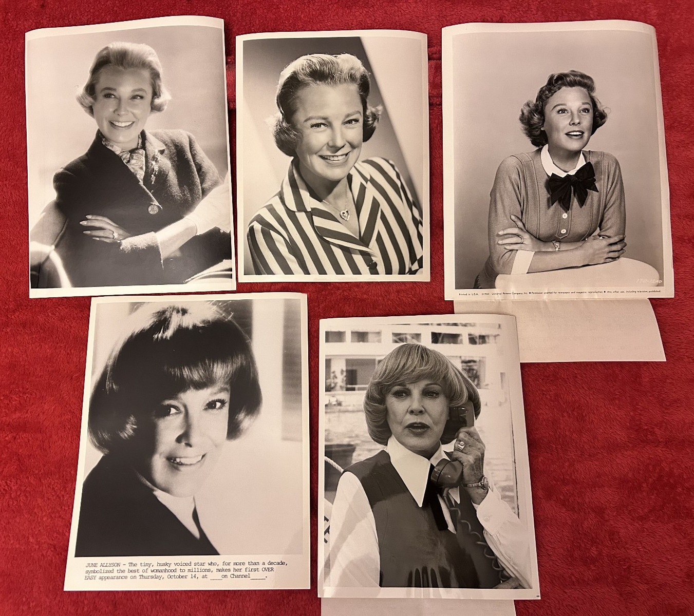 JUNE ALLYSON set of five original press photos JUNE ALLYSON set of five original press photos