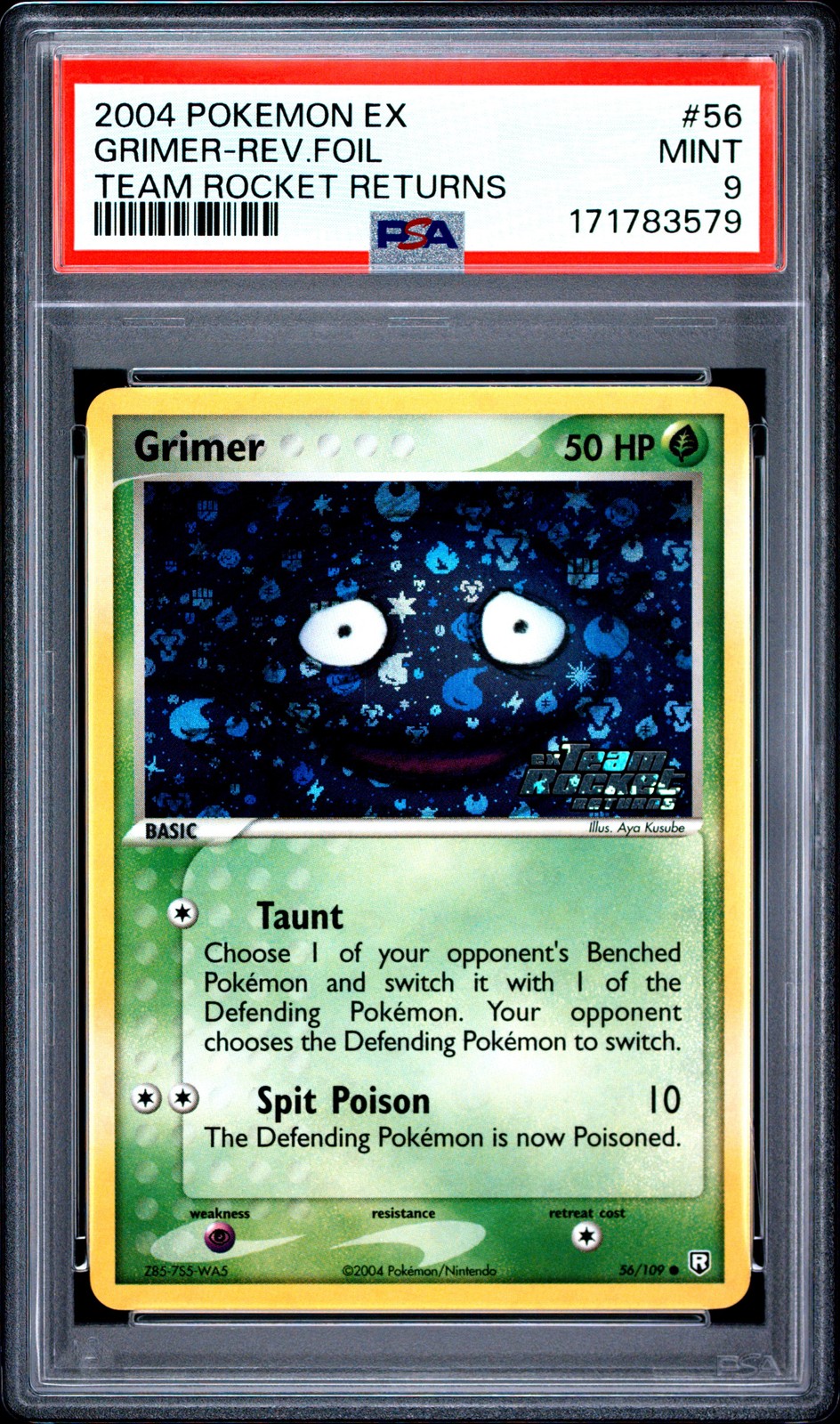 Grimer Reverse Holo 56/109 PSA 9 Team Rocket Returns Pokemon Card Game