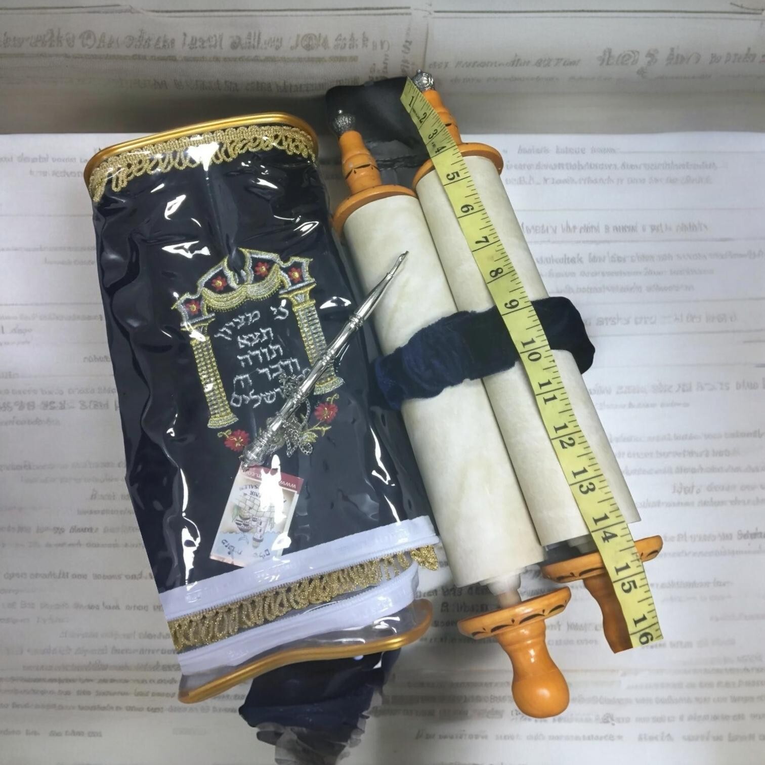 XLarge Hebrew Sefer Torah Scroll Book Jewish Israel Holy Bible with Pointer XLarge Hebrew Sefer Torah Scroll Book Jewish Israel Holy Bible with Pointer