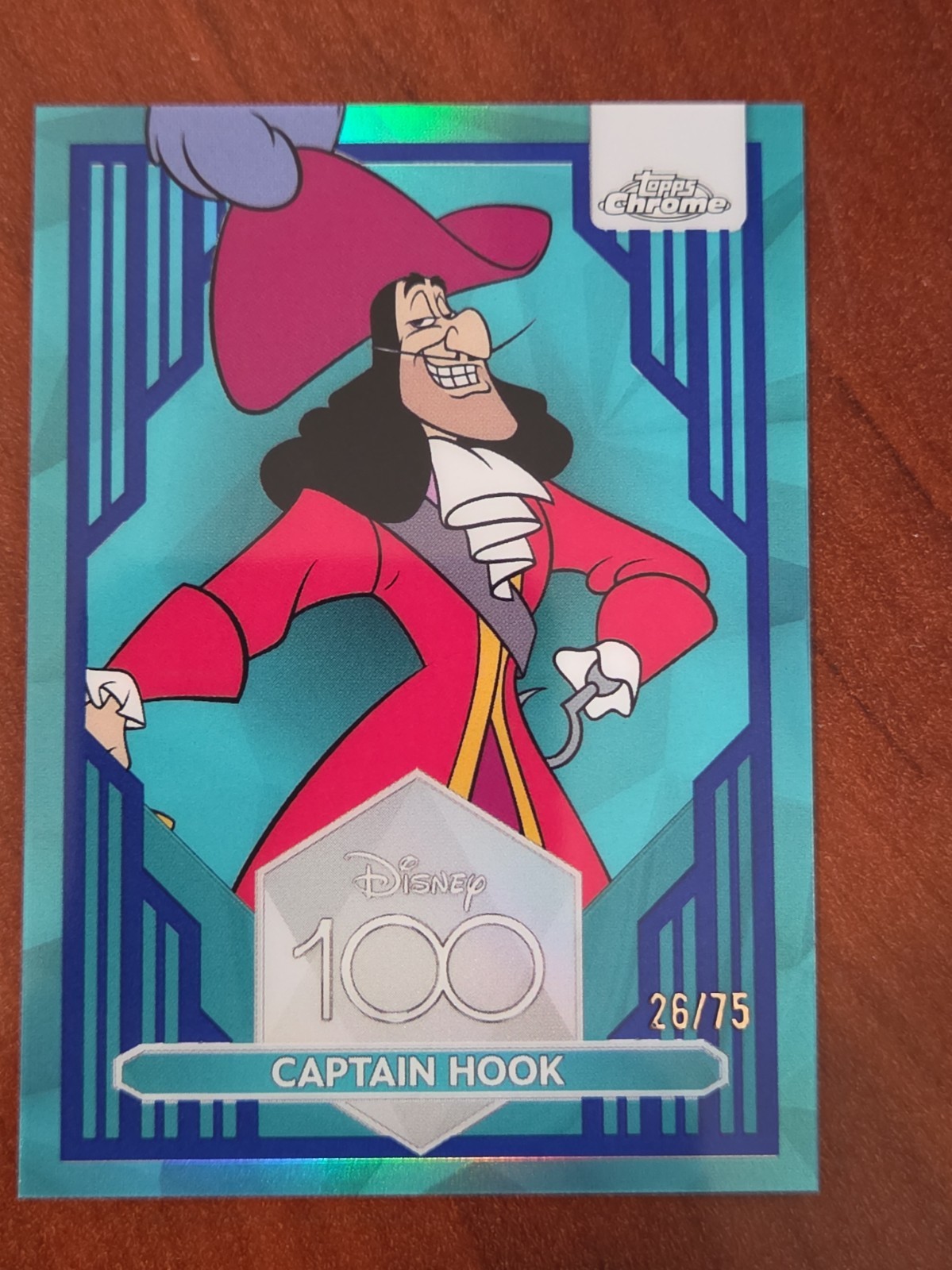 2023 Topps Disney 100 Chrome Captain Hook #11 Dark & Light Blue /75 2023 Topps Disney 100 Chrome Captain Hook #11 Dark & Light Blue /75