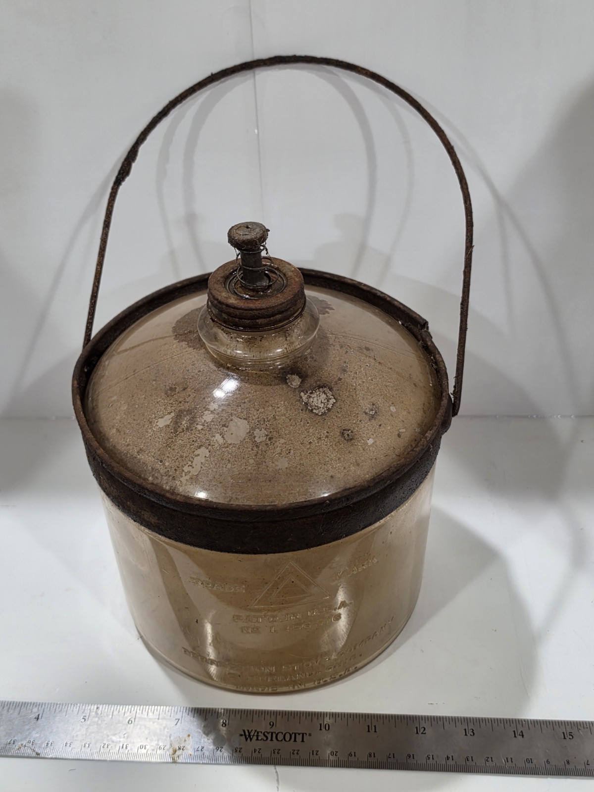 Antique Perfection Stove Co Glass Kerosene Heater Fuel Tank Reservoir Jug Antique Perfection Stove Co Glass Kerosene Heater Fuel Tank Reservoir Jug