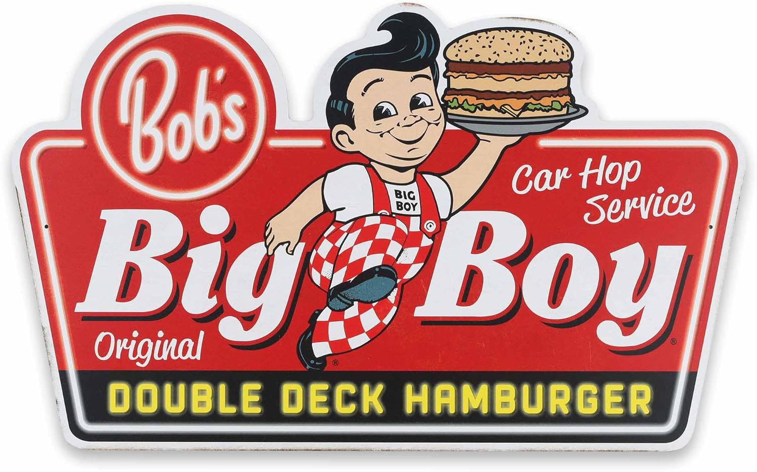 Bob'S Big Boy Double Deck Hamburger Metal Sign - Vintage Bob'S Big Boy Wall Art Bob'S Big Boy Double Deck Hamburger Metal Sign - Vintage Bob'S Big Boy Wall Art