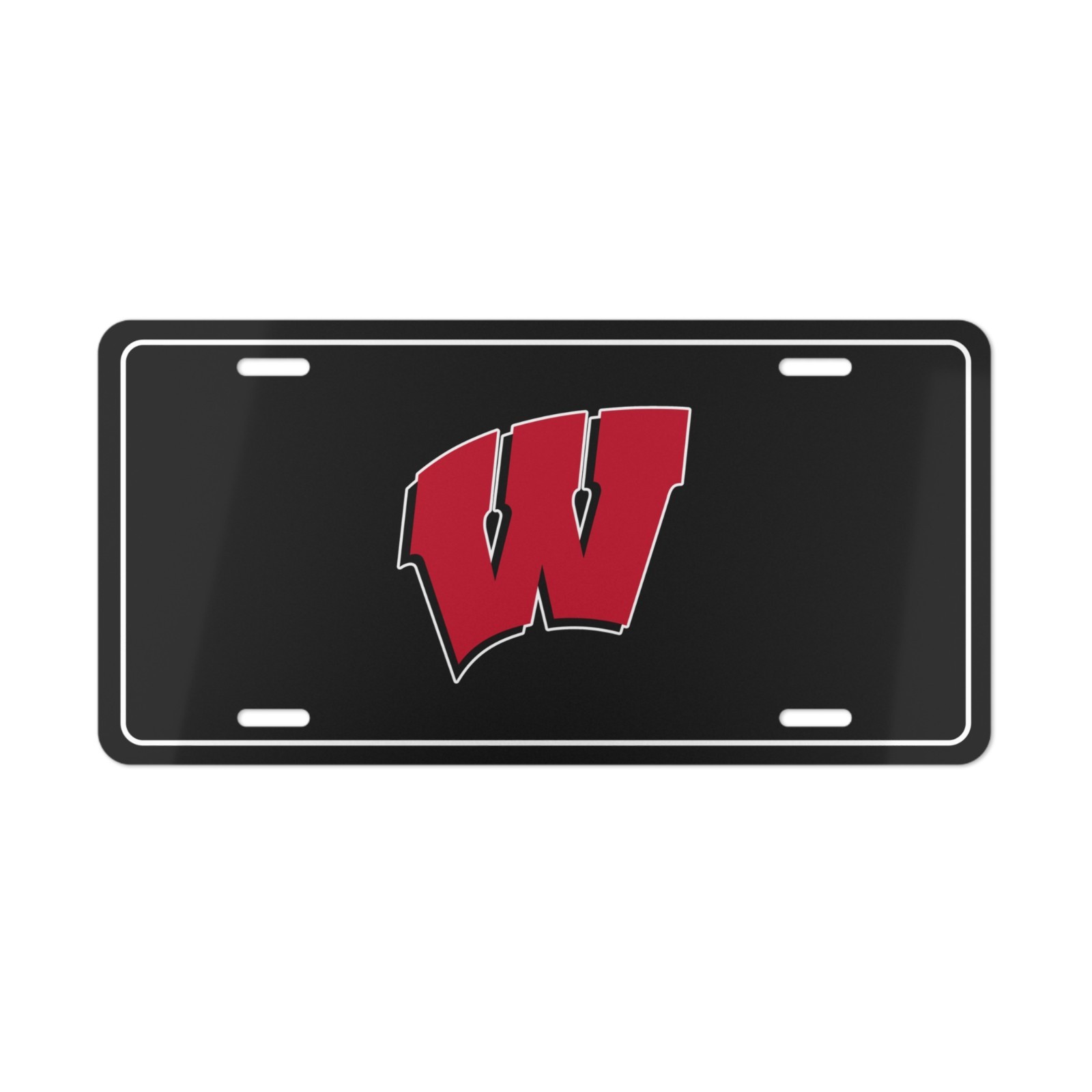 Wisconsin Badgers License Plate NCAA College Football Car Tag (Black Background) Wisconsin Badgers License Plate NCAA College Football Car Tag (Black Background)