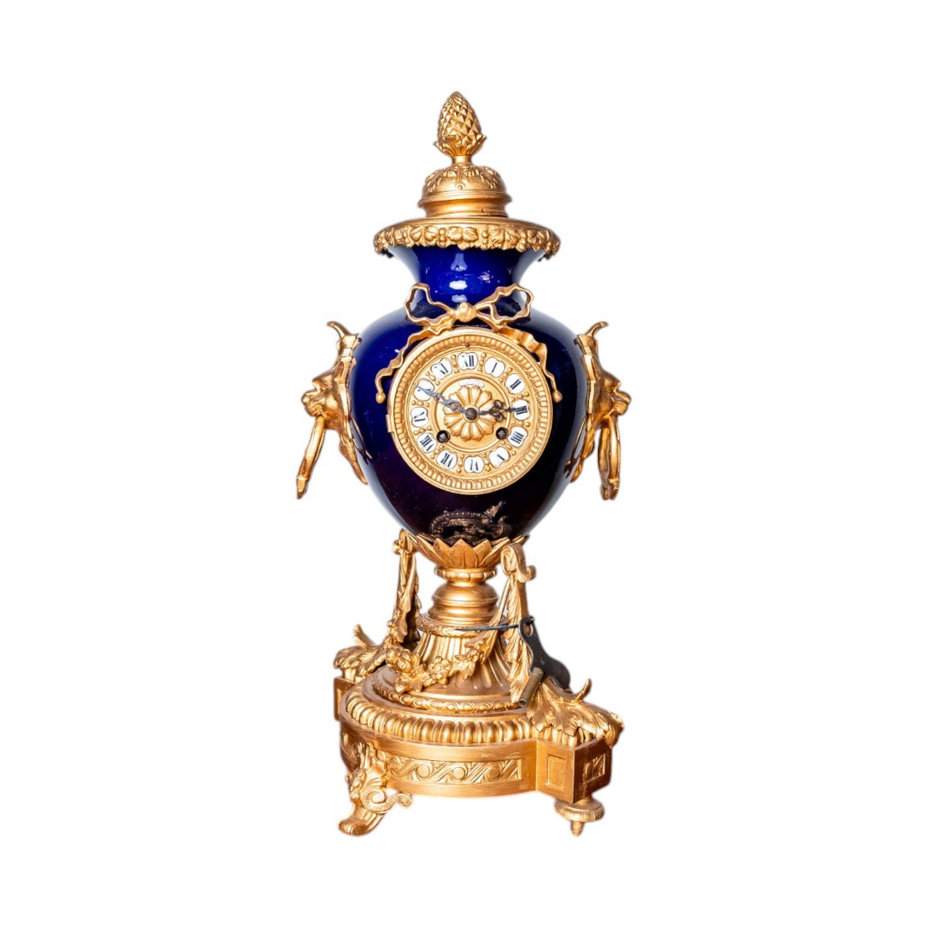 Late 19th C French Louis XV Revival Porcelain & Gilt Bronze Mantel Clock - NW Late 19th C French Louis XV Revival Porcelain & Gilt Bronze Mantel Clock - NW