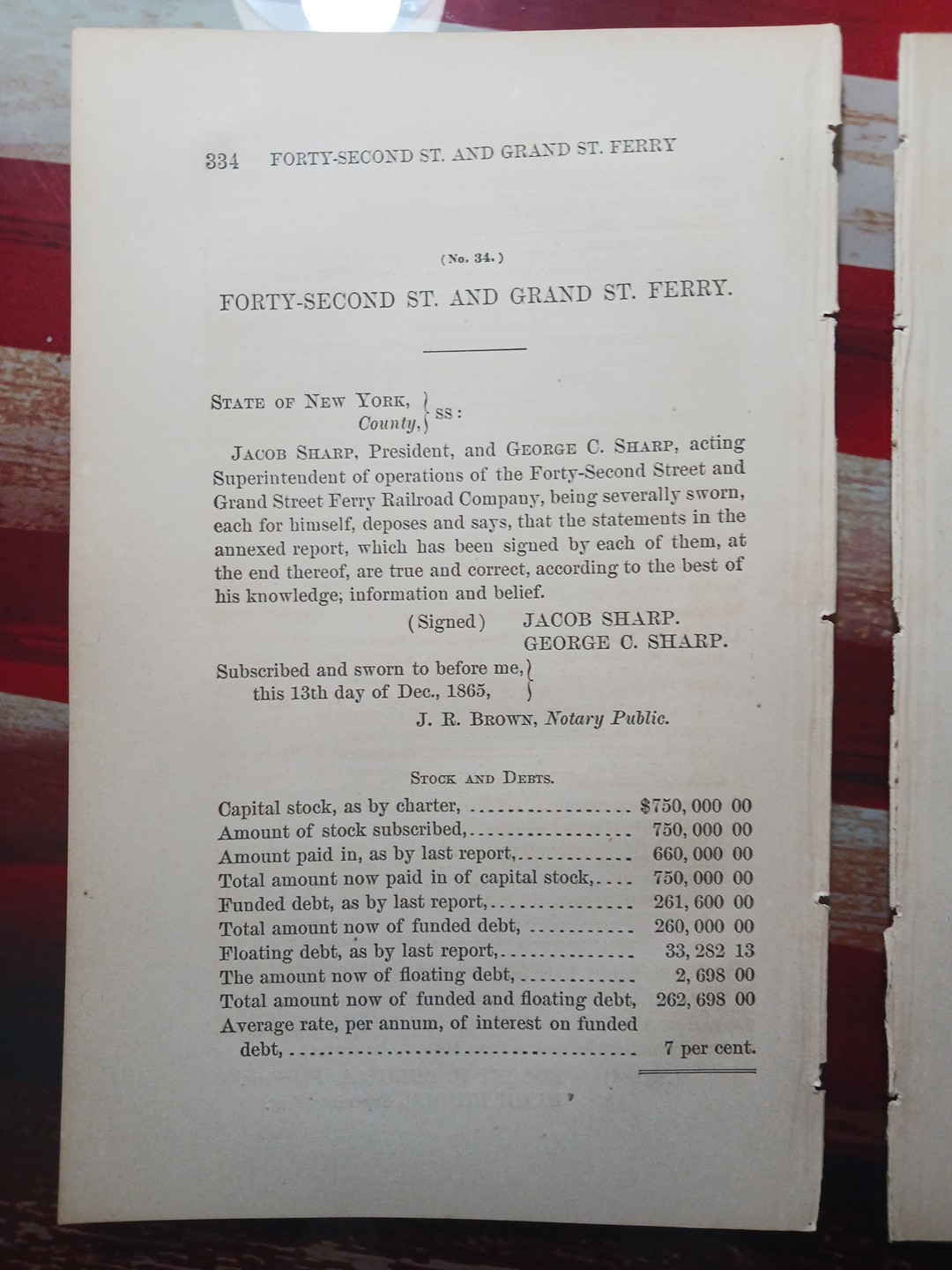 1865 train Report Forty Second & Grand Street Ferry Railroad Horse Street NYC 1865 train Report Forty Second & Grand Street Ferry Railroad Horse Street NYC