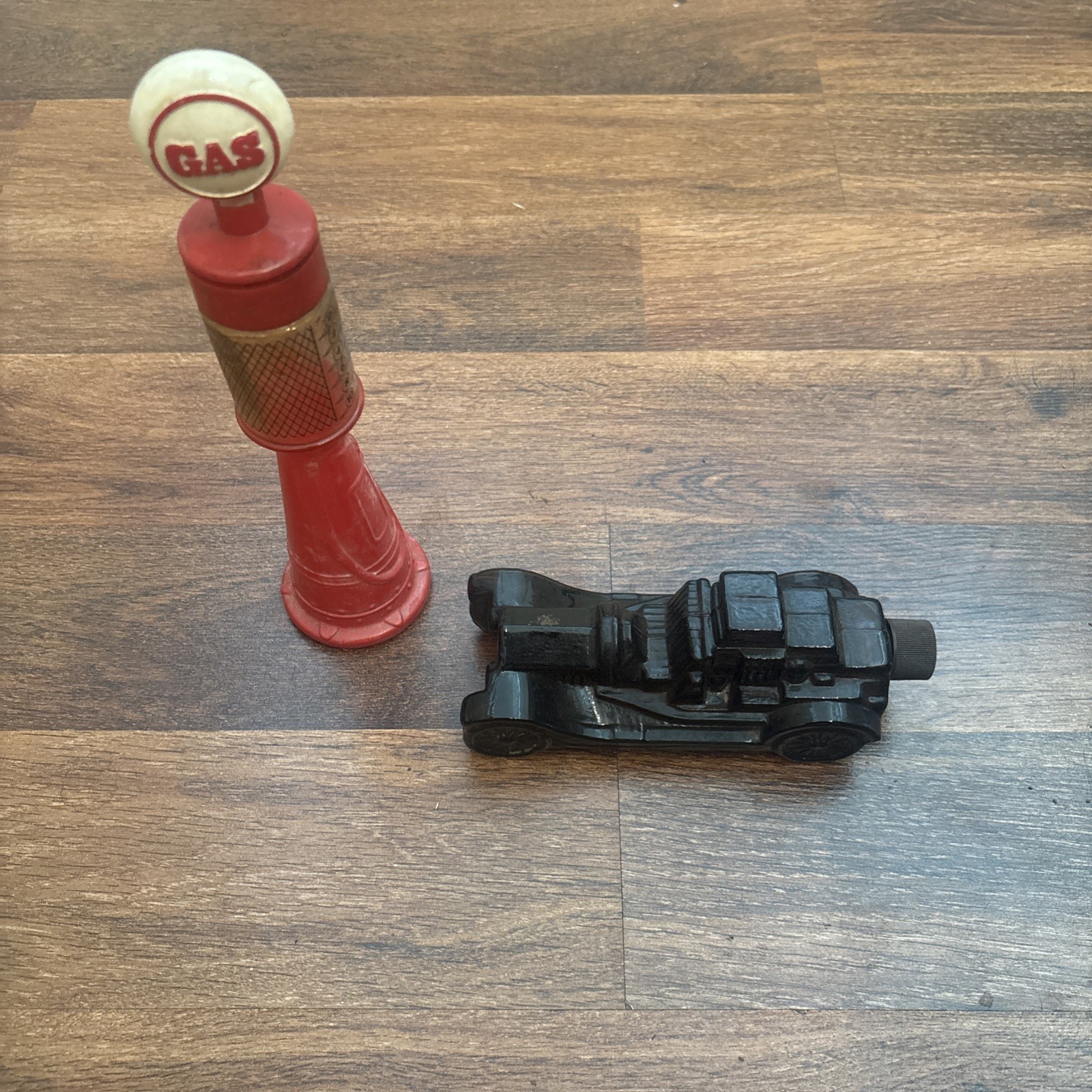 Vintage Avon Decanter Lot Red Gas Pump & Black Model T Car Cologne Bottles