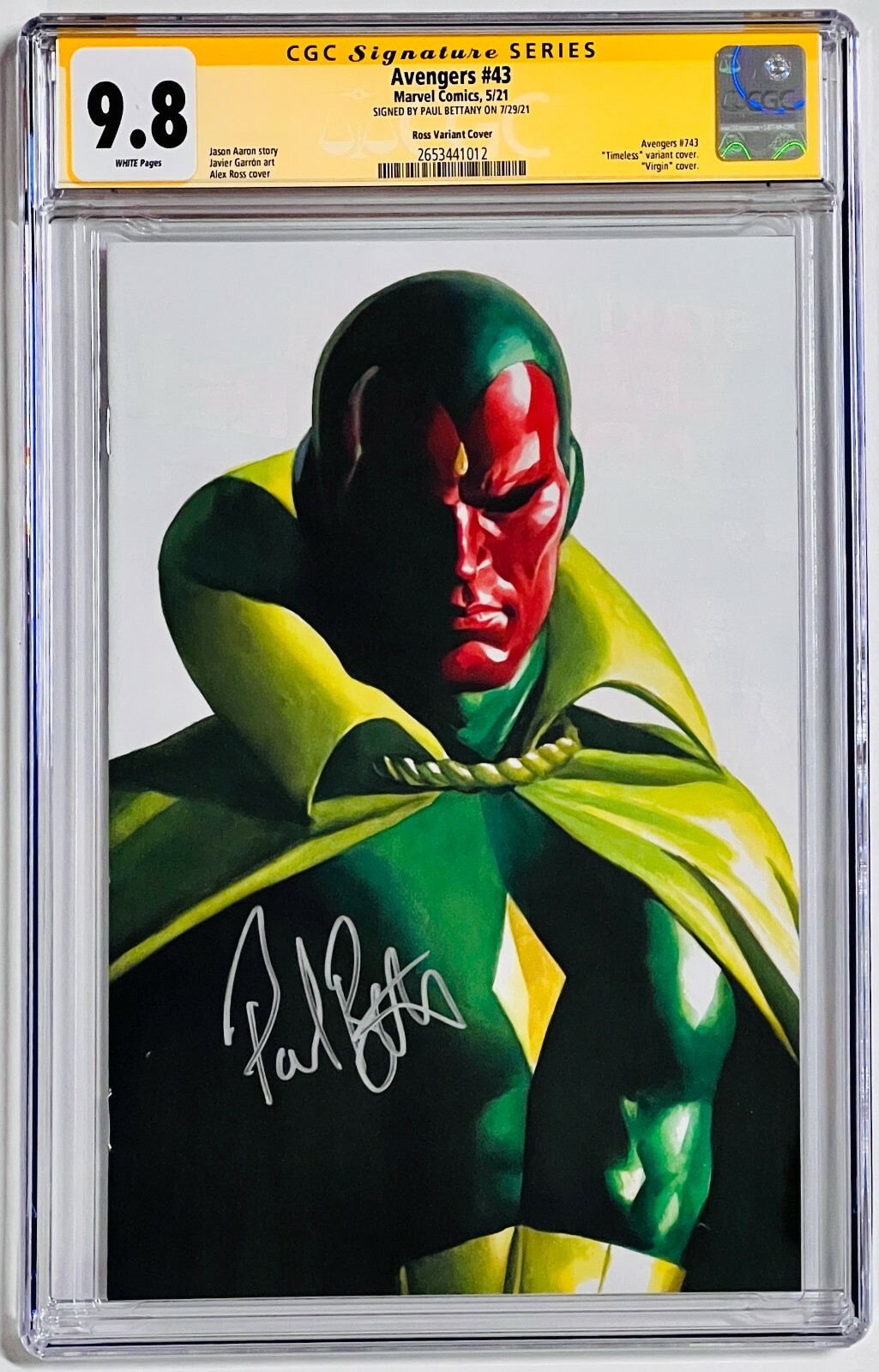 CGC Signature Series Graded 9.8 Marvel The Avengers #43 Signed by Paul Bettany CGC Signature Series Graded 9.8 Marvel The Avengers #43 Signed by Paul Bettany