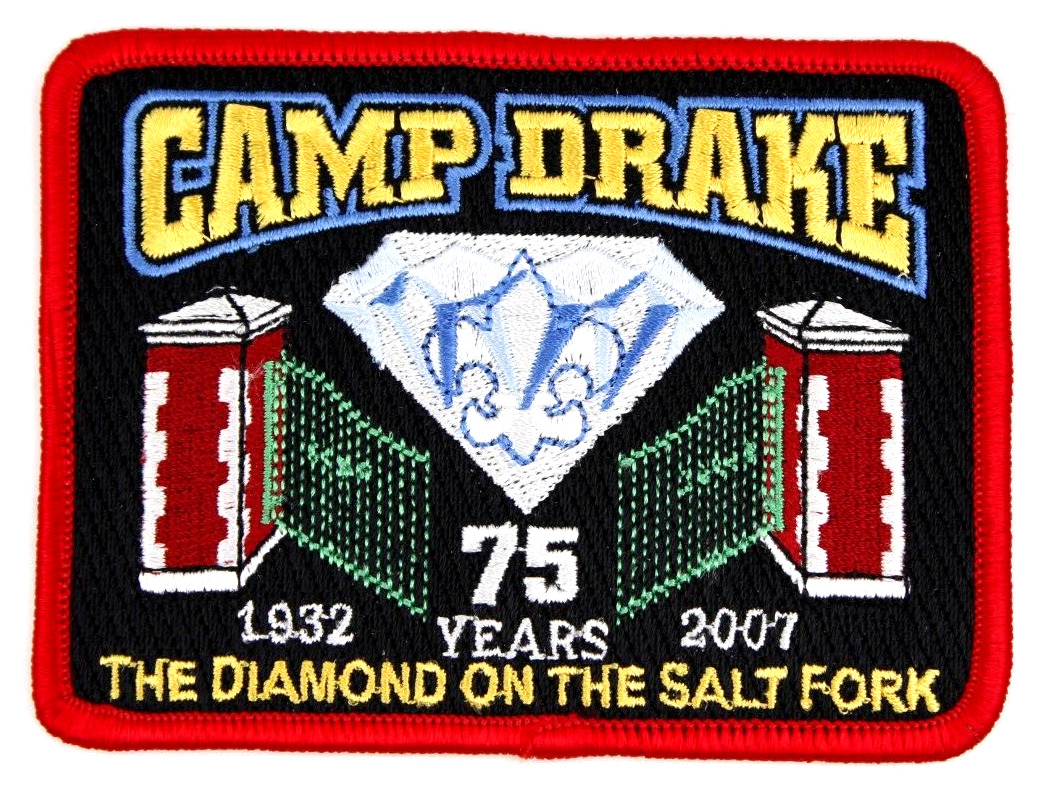 2007 Camp Drake Red Border Prairielands Council Patch Boy Scouts BSA Illinois