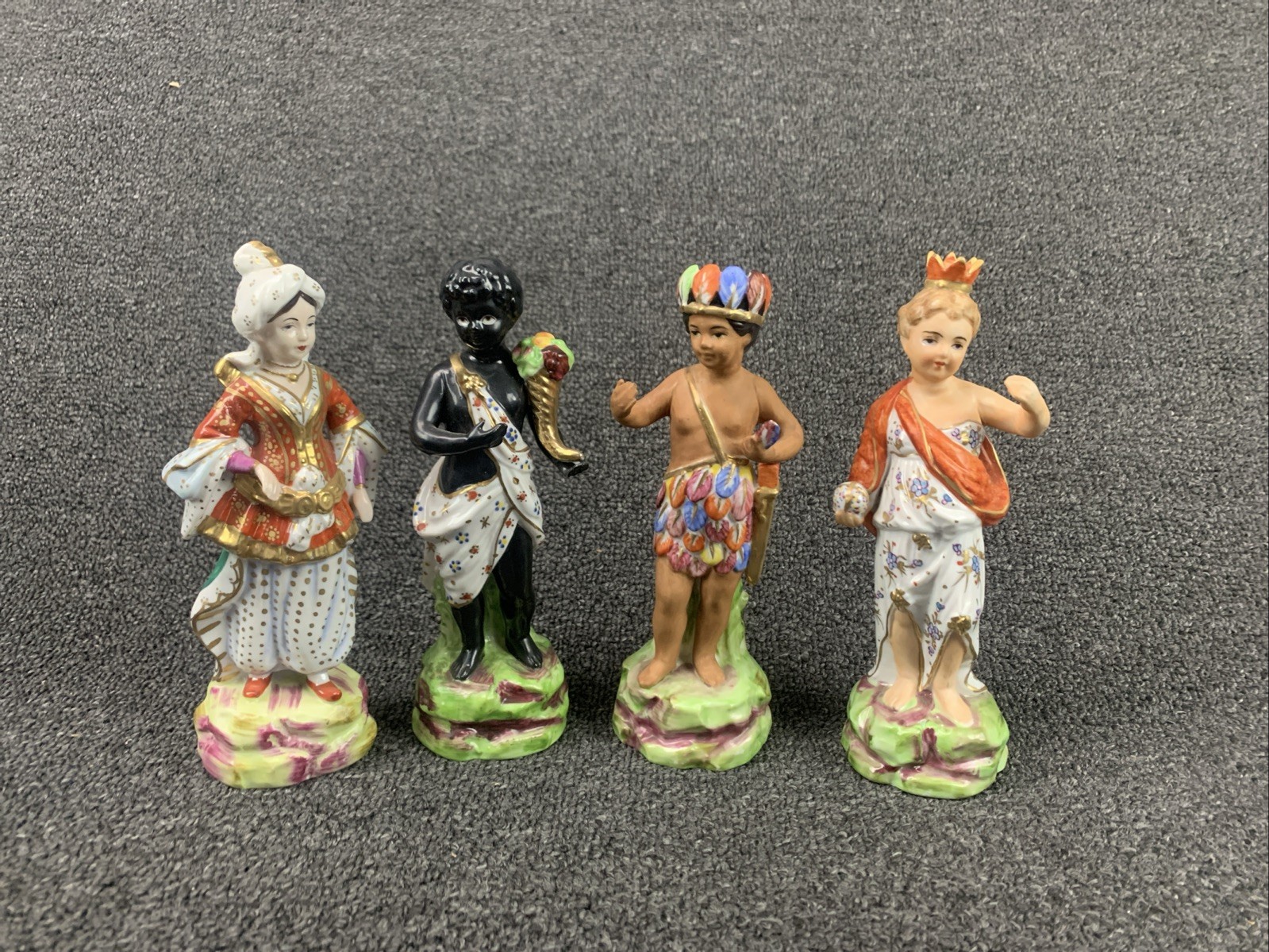 Mottahedeh Design Four Porcelain Allegorical Art Continents Figurines Italy Mottahedeh Design Four Porcelain Allegorical Art Continents Figurines Italy