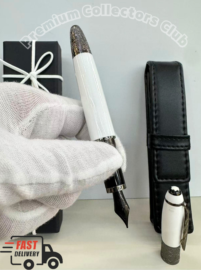 Rare MONTBLANC Writers Edition Daniel Defoe White Fountain Pen w Pouch Gift Auc Rare MONTBLANC Writers Edition Daniel Defoe White Fountain Pen w Pouch Gift Auc