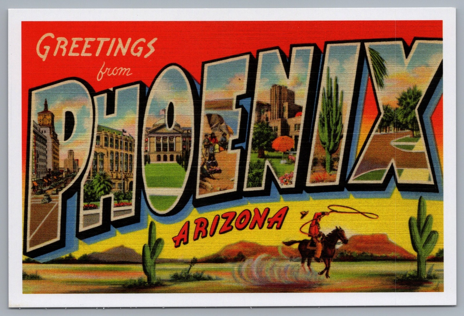 Greetings From Phoenix Arizona Large Letter Reproduction 4x6 Postcard Greetings From Phoenix Arizona Large Letter Reproduction 4x6 Postcard