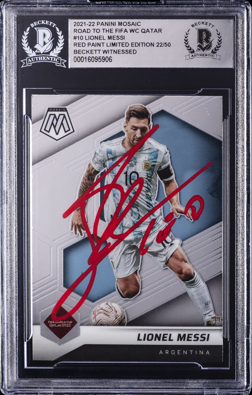 2021-22 PANINI MOSAIC ROAD TO THE FIFA WC QATAR #10 LIONEL MESSI BGS AUTHENTIC 2021-22 PANINI MOSAIC ROAD TO THE FIFA WC QATAR #10 LIONEL MESSI BGS AUTHENTIC