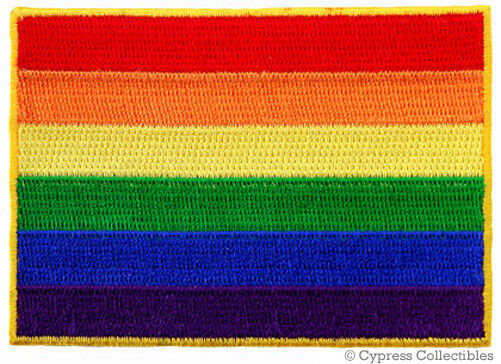RAINBOW FLAG PATCH classic GAY RIGHTS LGBT LGBTQ+ PRIDE iron-on embroidered NEW
