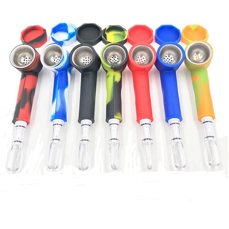 1pc Silicone Rubber Tobacco Pipe with Screen and Lid Portable Cheap (Random )