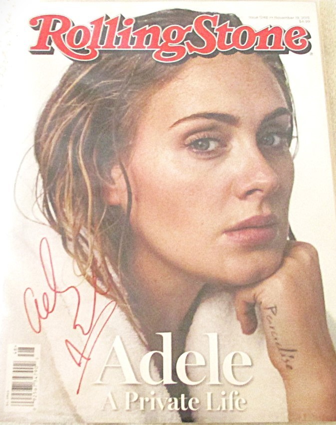 SIGNED by ADELE - ROLLING STONE MAGAZINE, NOVEMBER 19, 2015 - HAND SIGNED SIGNED by ADELE - ROLLING STONE MAGAZINE, NOVEMBER 19, 2015 - HAND SIGNED
