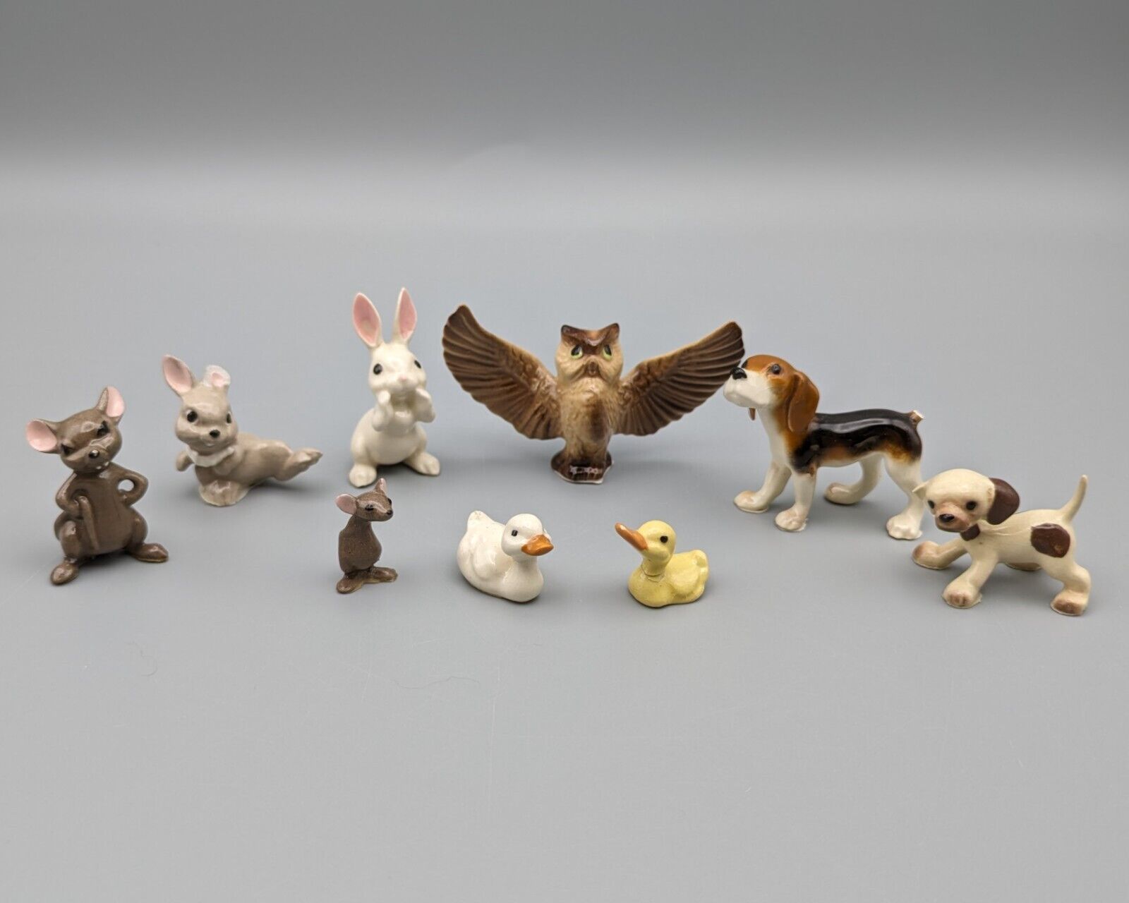 Hagen Renaker Lot of 9 DAMAGED Miniatures, Dogs, Ducks, Mice, Rabbit, Owl *AS IS