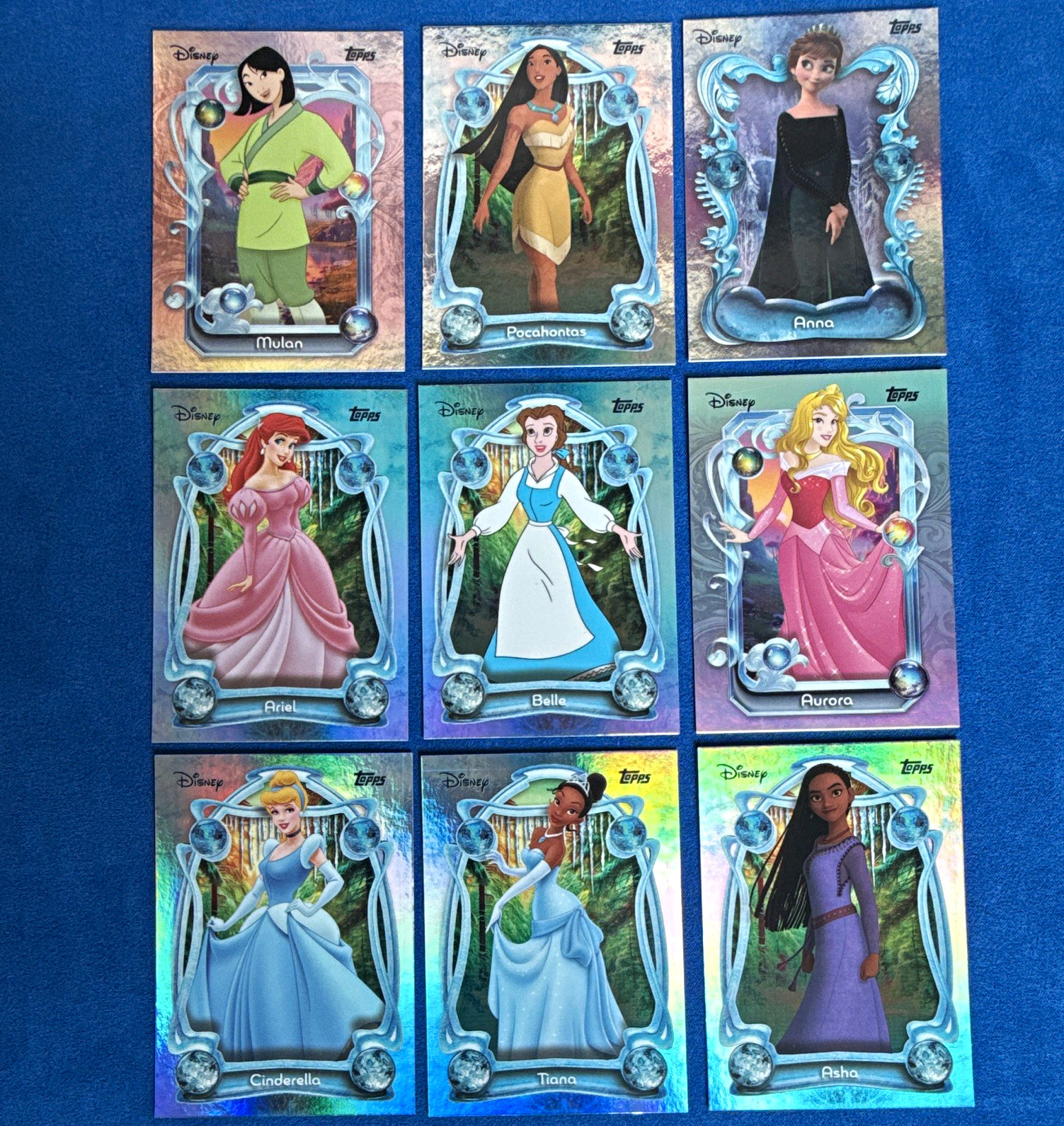 Topps 2024 Disney Base Set Trading Card Lot 9 Cards: Mulan Pocahontas Anna Topps 2024 Disney Base Set Trading Card Lot 9 Cards: Mulan Pocahontas Anna