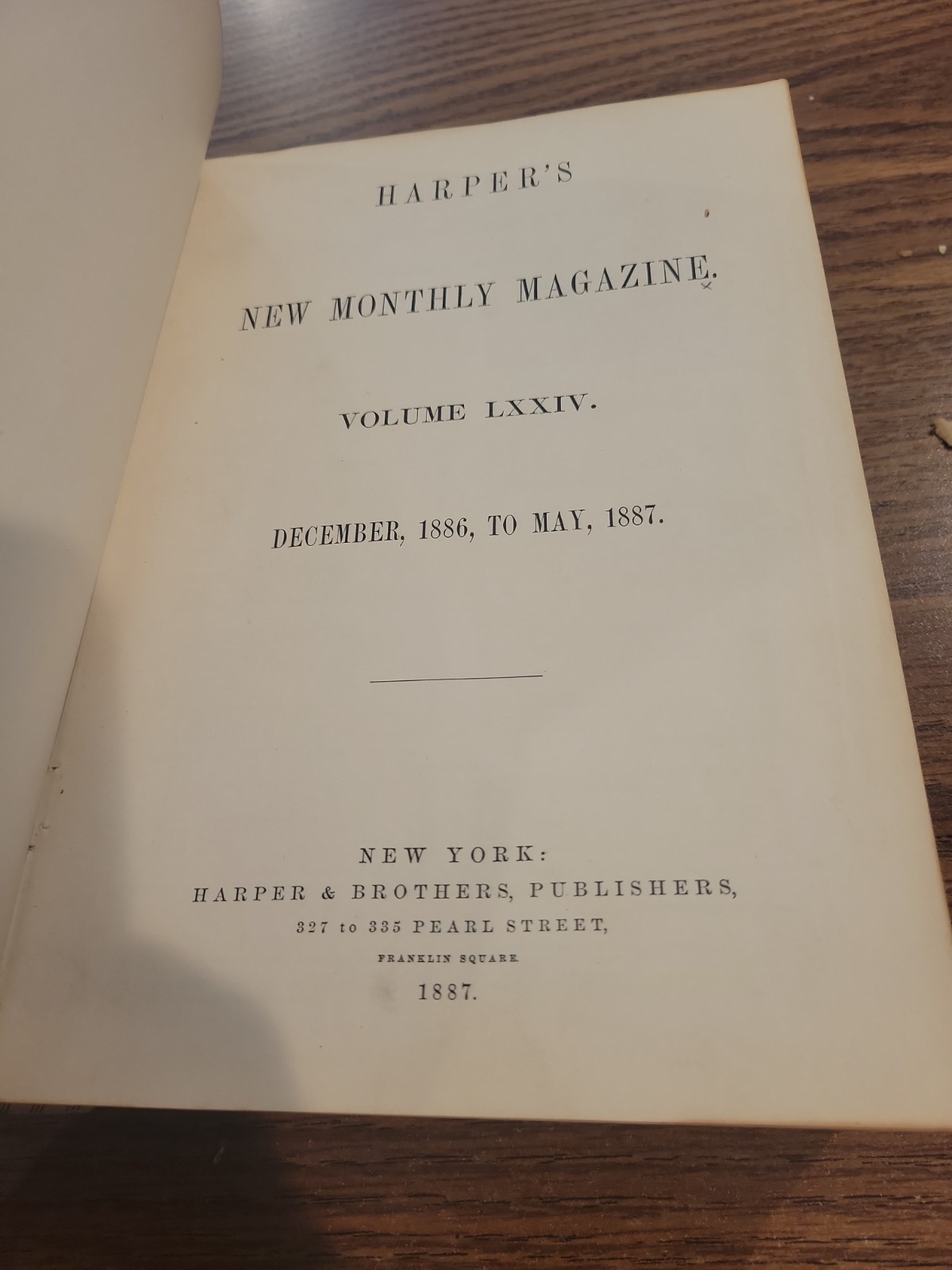 Harper’s Monthly Magazine December 1886-May 1887 Book. Harper’s Monthly Magazine December 1886-May 1887 Book.