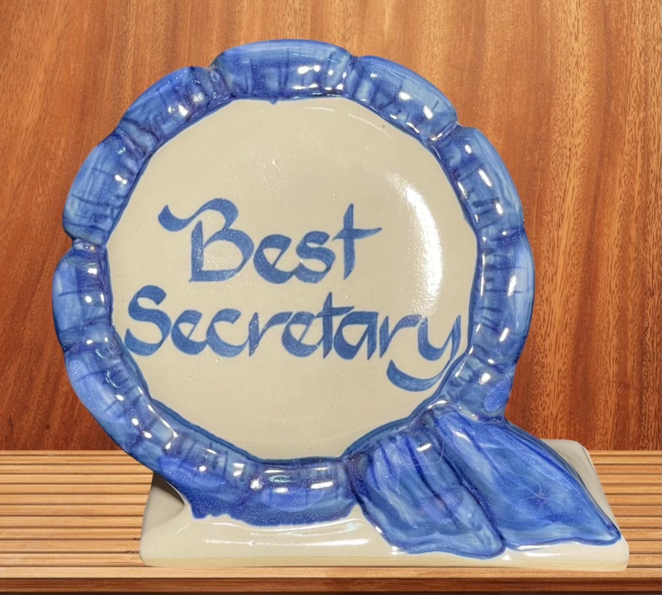 VTG Louisville Stoneware 'Best Secretary' Award Plaque Desk Office Display Gift