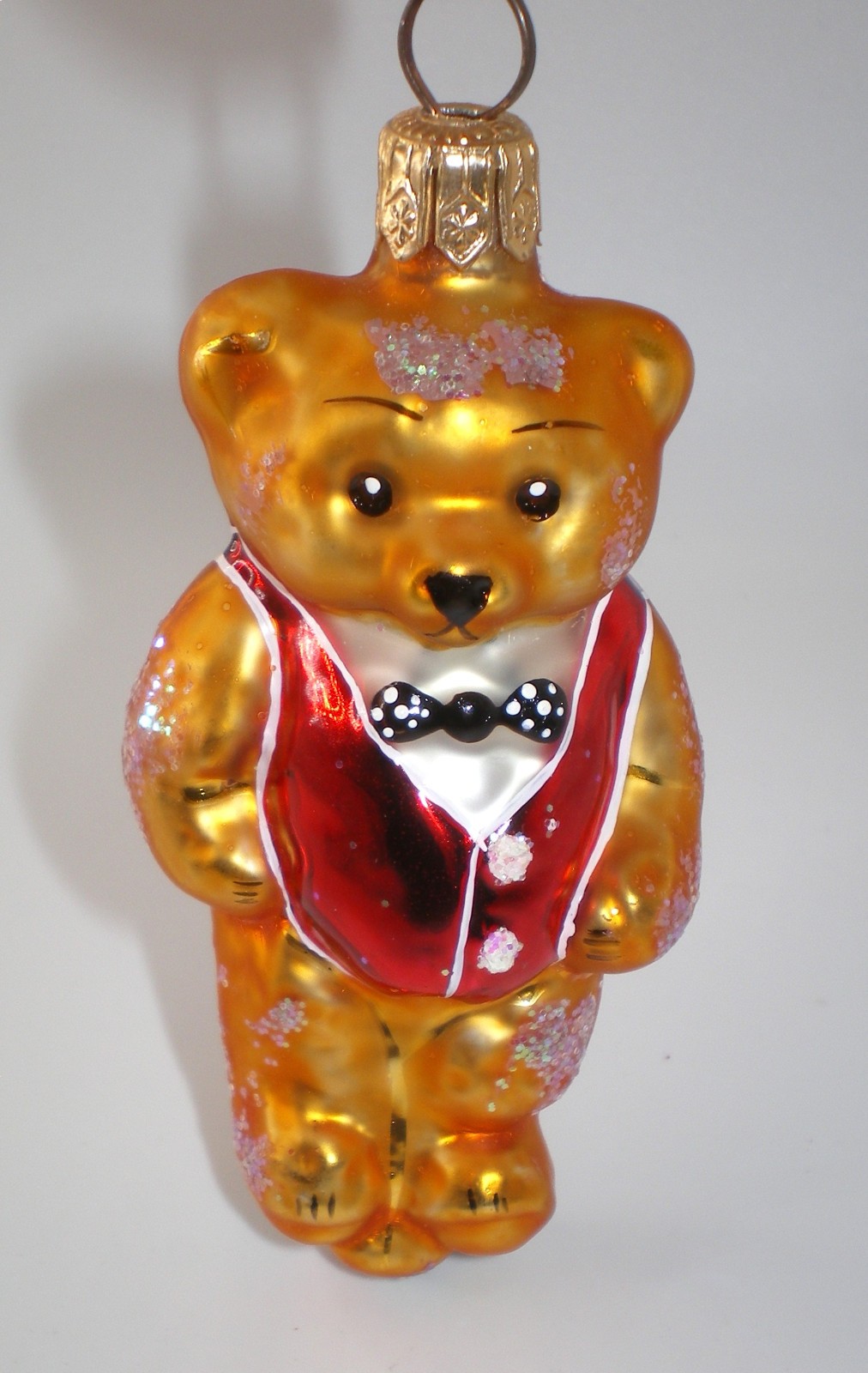 Vintage 1994 Christopher Radko TINY TED Teddy Bear Glass Christmas Ornament 3.5"