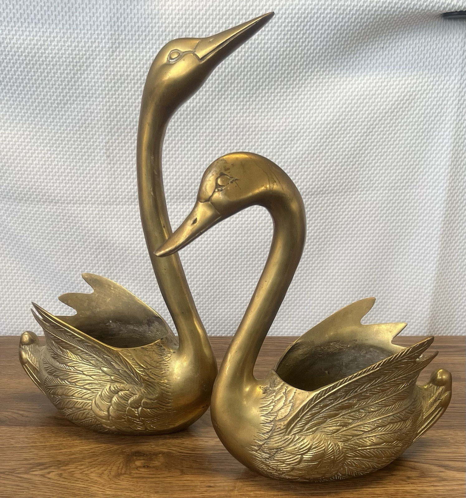 Vintage Large Brass Swans Lot Sculptures MCM Reaching 14” & 10” Cottagecore Vintage Large Brass Swans Lot Sculptures MCM Reaching 14” & 10” Cottagecore