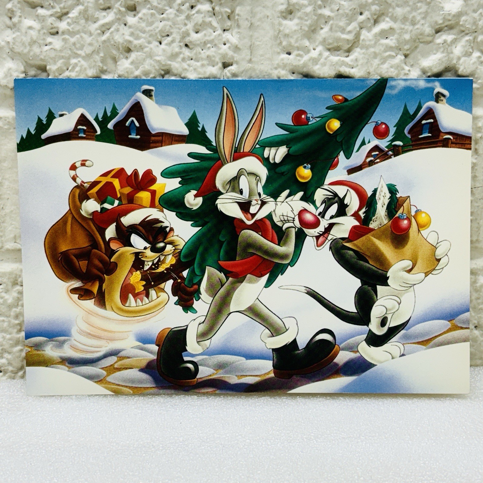 VTG‼ Looney Tunes 1996 Bugs Bunny Tasmanian Devil 7"x 5" Christmas Card •UNUSED‼ VTG‼ Looney Tunes 1996 Bugs Bunny Tasmanian Devil 7"x 5" Christmas Card •UNUSED‼