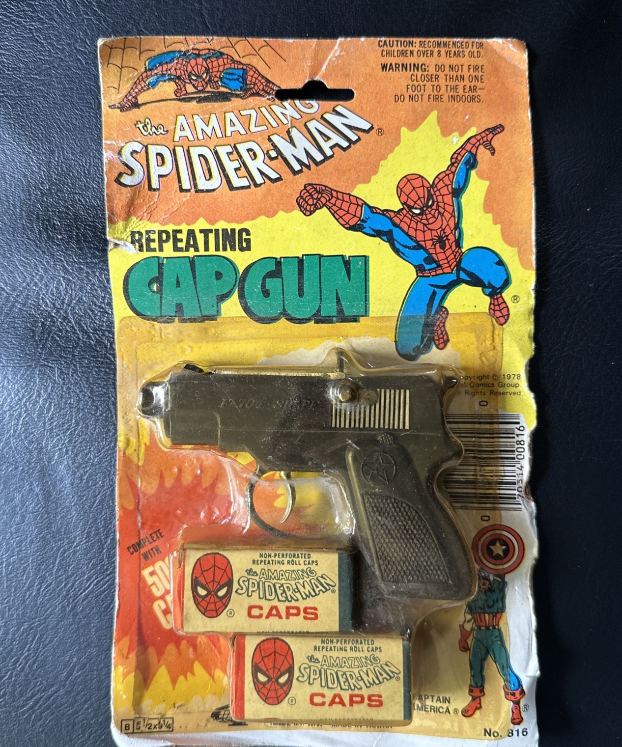 Vintage 1978 Amazing Spider-Man Repeating Cap Gun 500 Caps Gordy New Unopened Vintage 1978 Amazing Spider-Man Repeating Cap Gun 500 Caps Gordy New Unopened