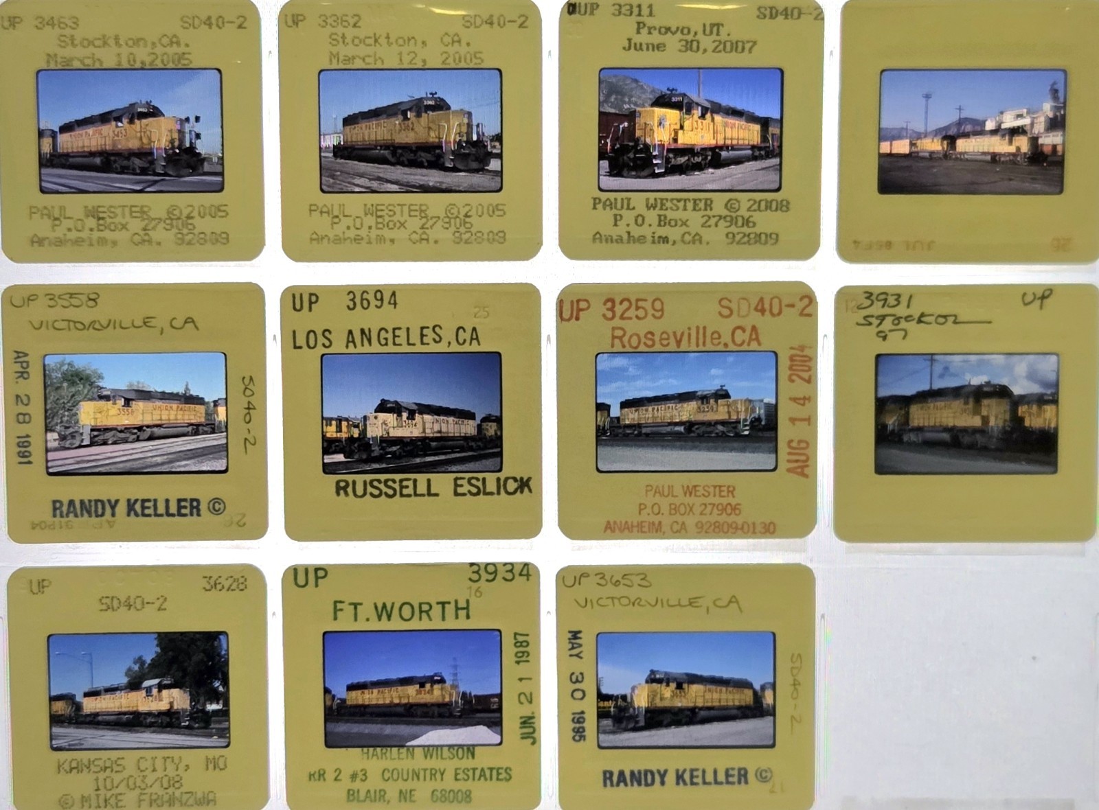 Lot 11 Original Slides-UP (Union Pacific Railroad) Classic EMD SD40-2 Fleet Lot 11 Original Slides-UP (Union Pacific Railroad) Classic EMD SD40-2 Fleet