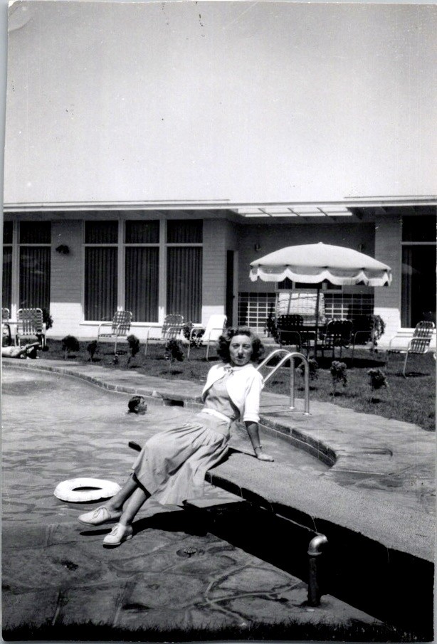 1950s Mid Century Modern Poolside Leisure Silver Gelatin Photograph Black White 1950s Mid Century Modern Poolside Leisure Silver Gelatin Photograph Black White