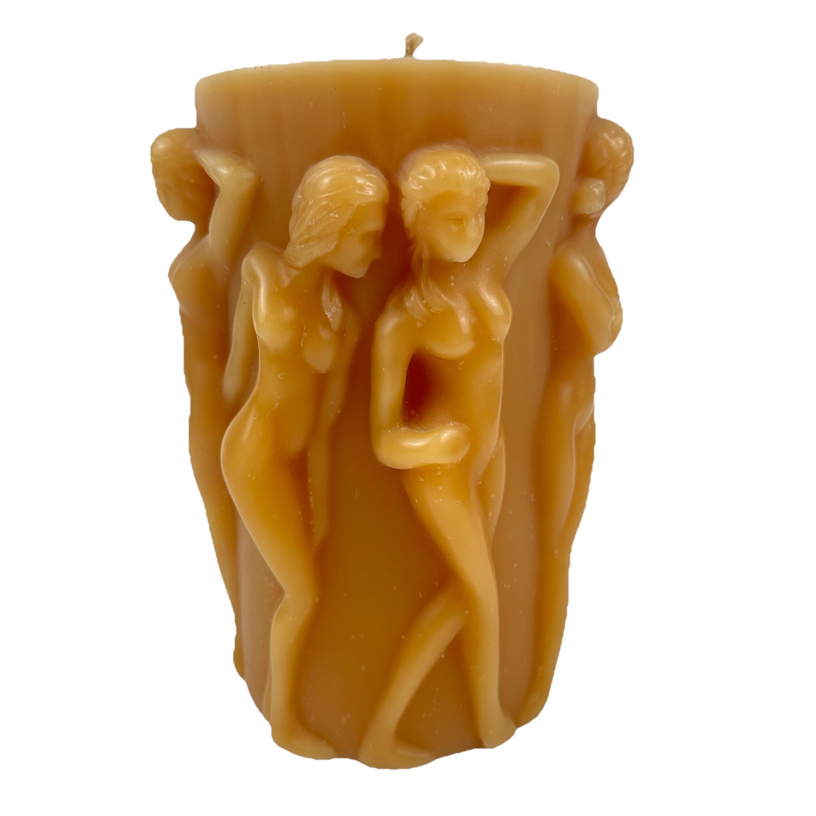 Vintage Wax Candle 3D Lg Bacchantes Women Ladies Dancing Together Toffie 8” Love