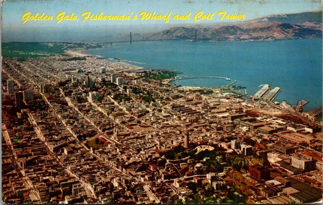 Postcard Golden Gate Fishersmans Wharf & Colt Town 1961