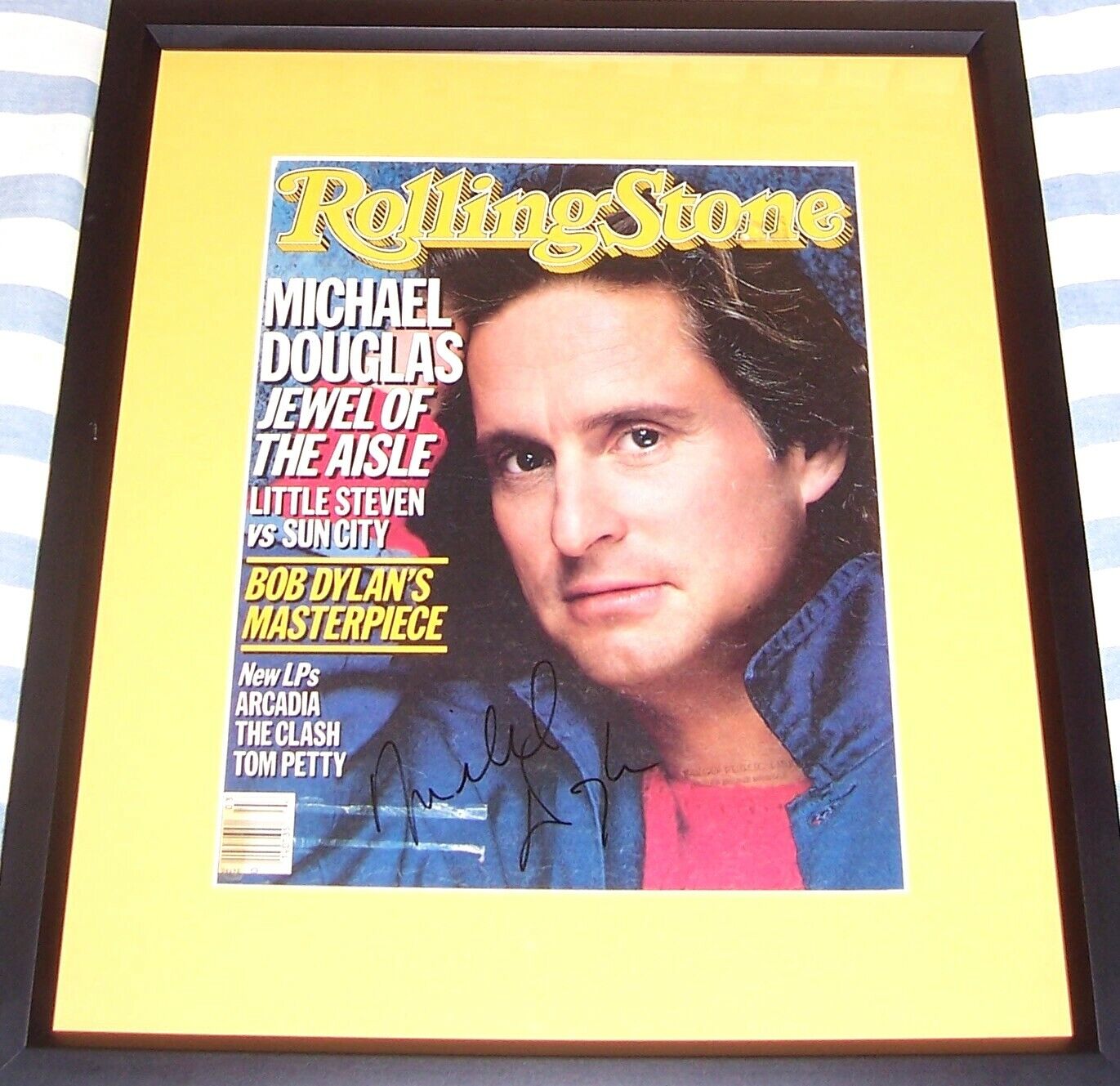 Michael Douglas autographed signed 1986 Rolling Stone magazine cover framed JSA