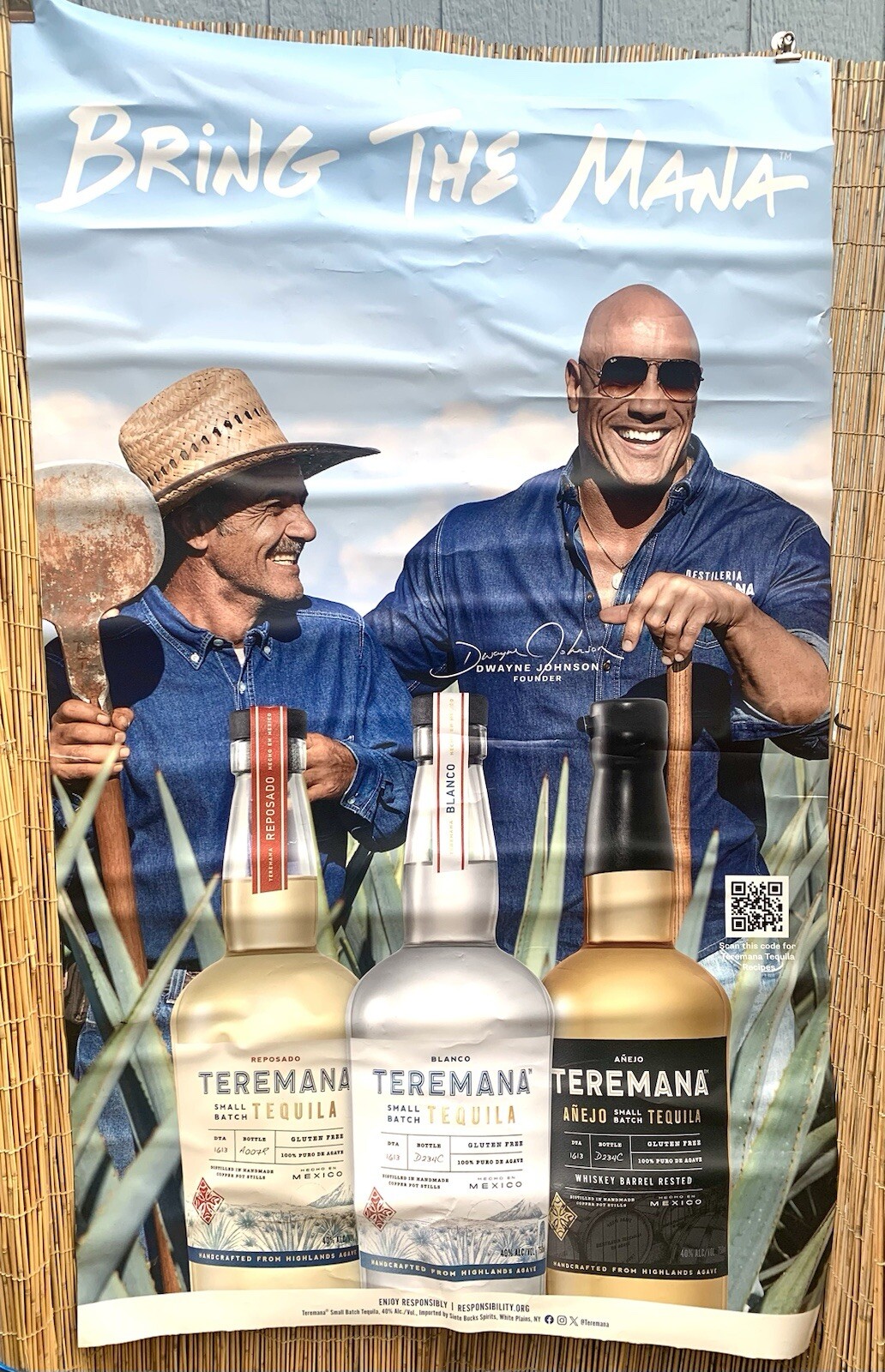 Dwayne Rock Johnson Teremana Tequila 5’ x 3’ Sign HUGE Store Window Sticker NEW Dwayne Rock Johnson Teremana Tequila 5’ x 3’ Sign HUGE Store Window Sticker NEW