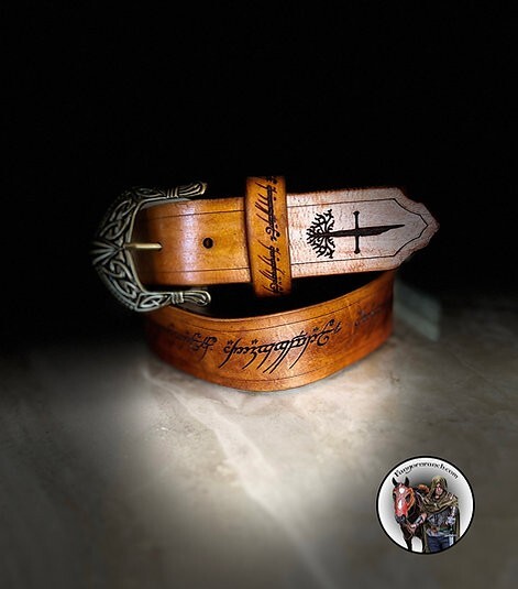 Belt Leather Lord of the Rings Hand crafted Belt Leather Lord of the Rings Hand crafted