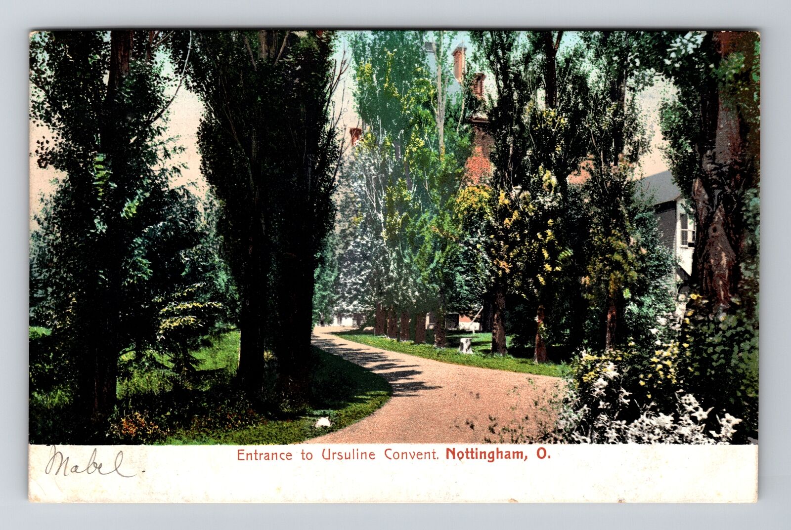 Nottingham OH-Ohio, Entrance to Ursuline Convent, Vintage Postcard