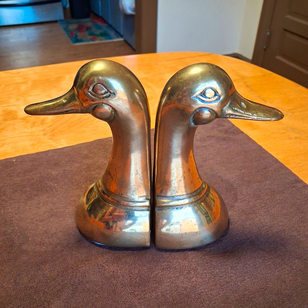 Vintage mid century brass duck head book ends Vintage mid century brass duck head book ends