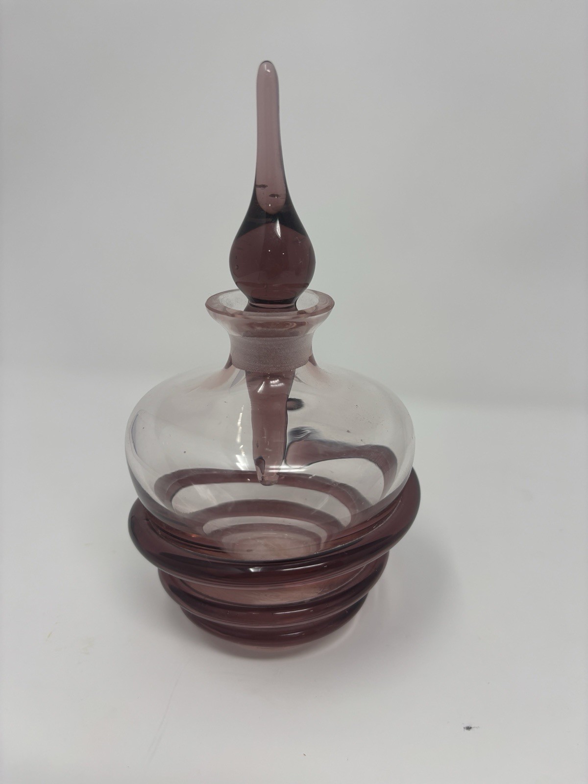vintage hand blown art glass perfume bottle amythst spiral wrap design vintage hand blown art glass perfume bottle amythst spiral wrap design
