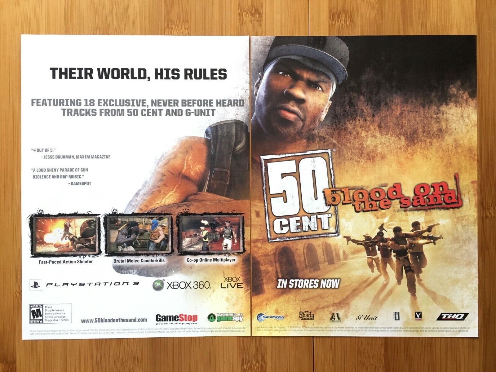 50 Cent Blood on the Sand Xbox 360 PS3 2009 Print Ad/Poster Official Authentic