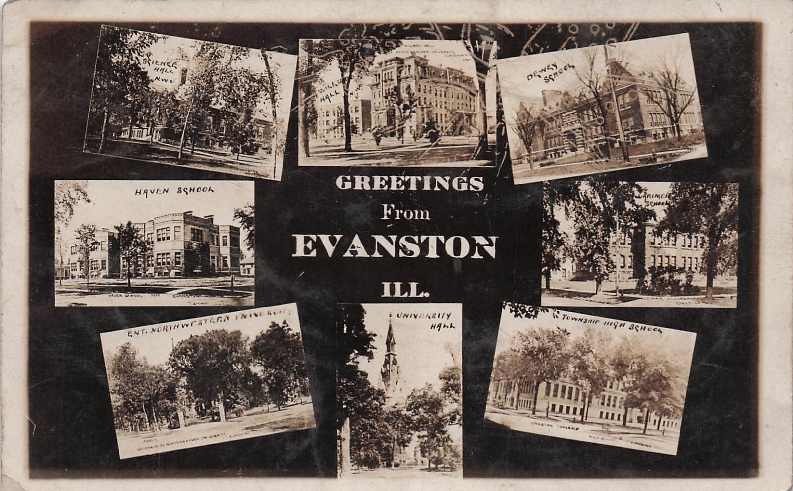 RPPC Evanston IL Illinois High School University Campus Photo Postcard E22 RPPC Evanston IL Illinois High School University Campus Photo Postcard E22