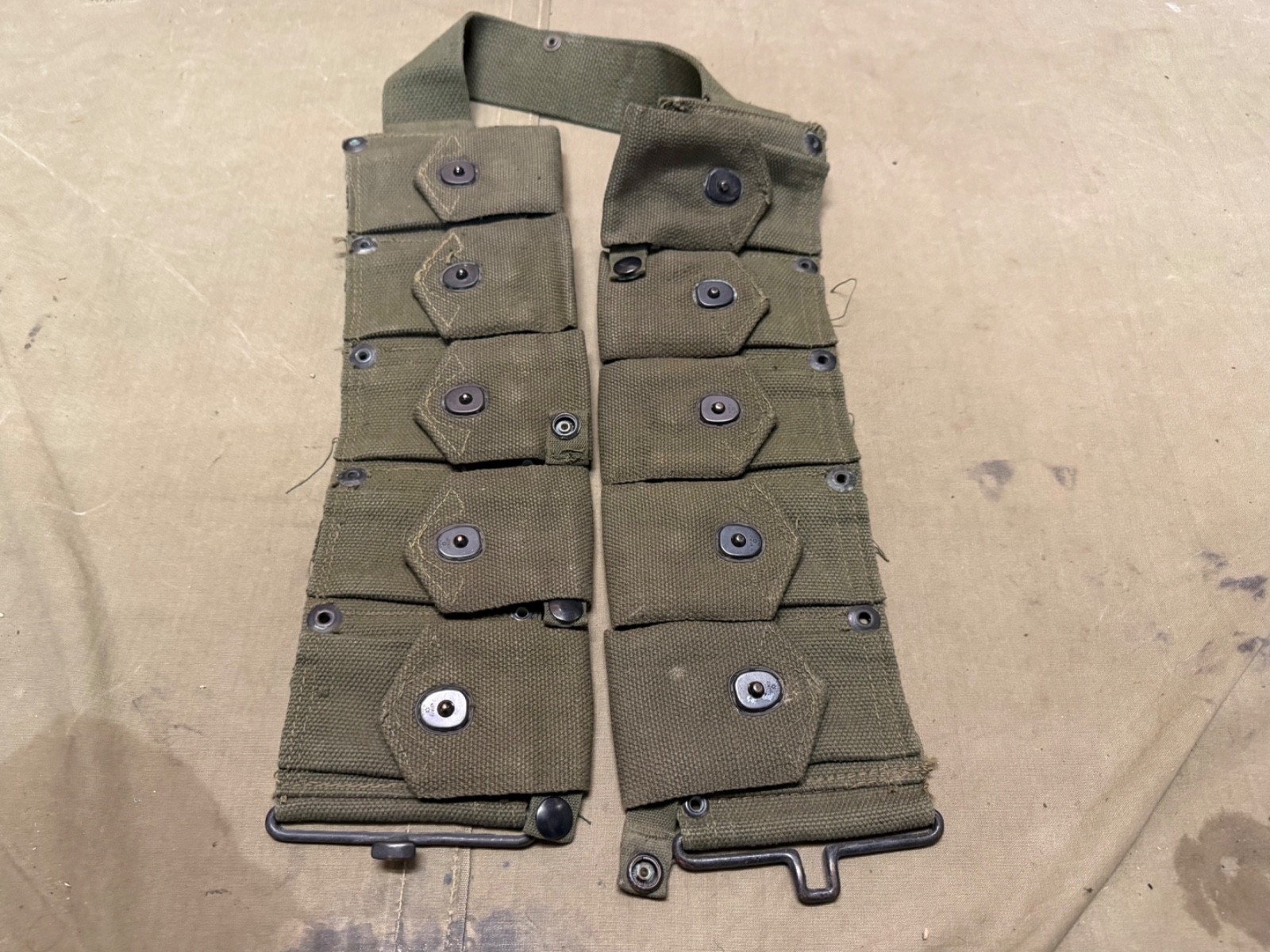 ORIGINAL WWII US MARINE USMC M1 GARAND RIFLE 10 POCKET AMMO BELT-OD#7,USMC MARKD ORIGINAL WWII US MARINE USMC M1 GARAND RIFLE 10 POCKET AMMO BELT-OD#7,USMC MARKD