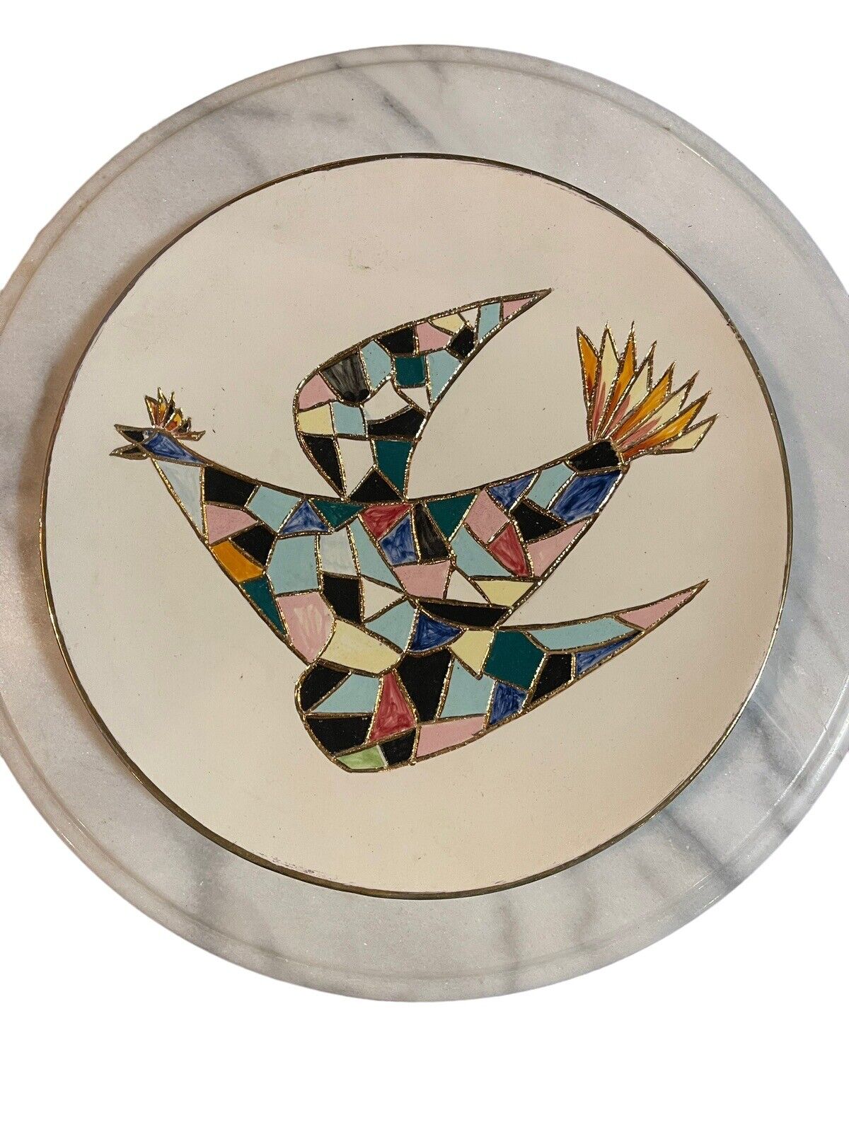 Vintage Sherry-Mike Adele Ceramic Plate Bird Dia. 8.25” Hand Made In Maine