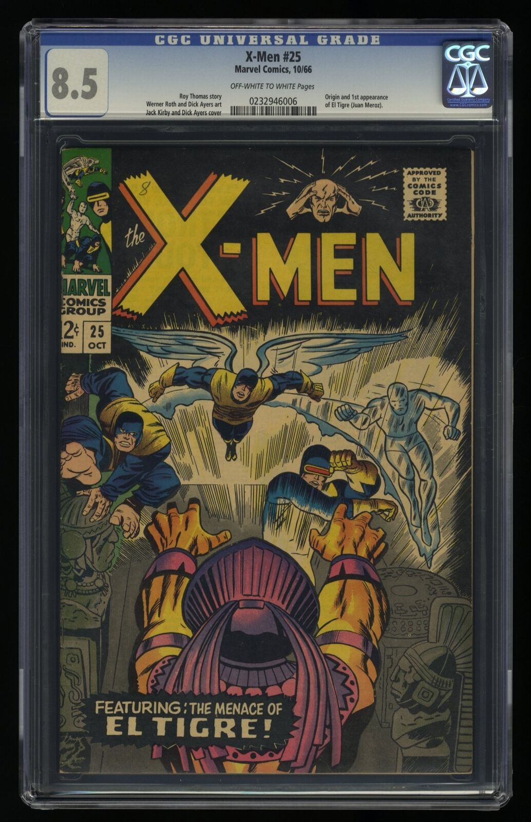 X-Men #25 CGC VF+ 8.5 Off White to White 1st Appearance El Tigre Jack Kirby Art