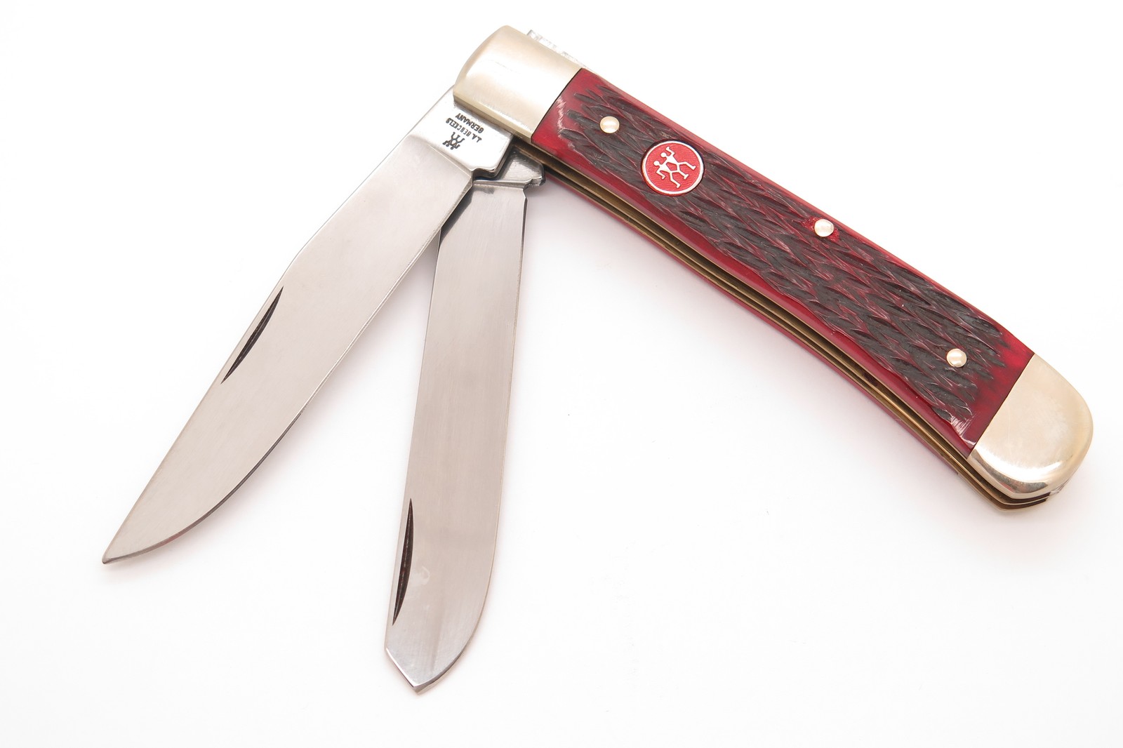 Vtg J. A. Henckels Solingen Germany Trapper Red Jigged Bone Folding Pocket Knife