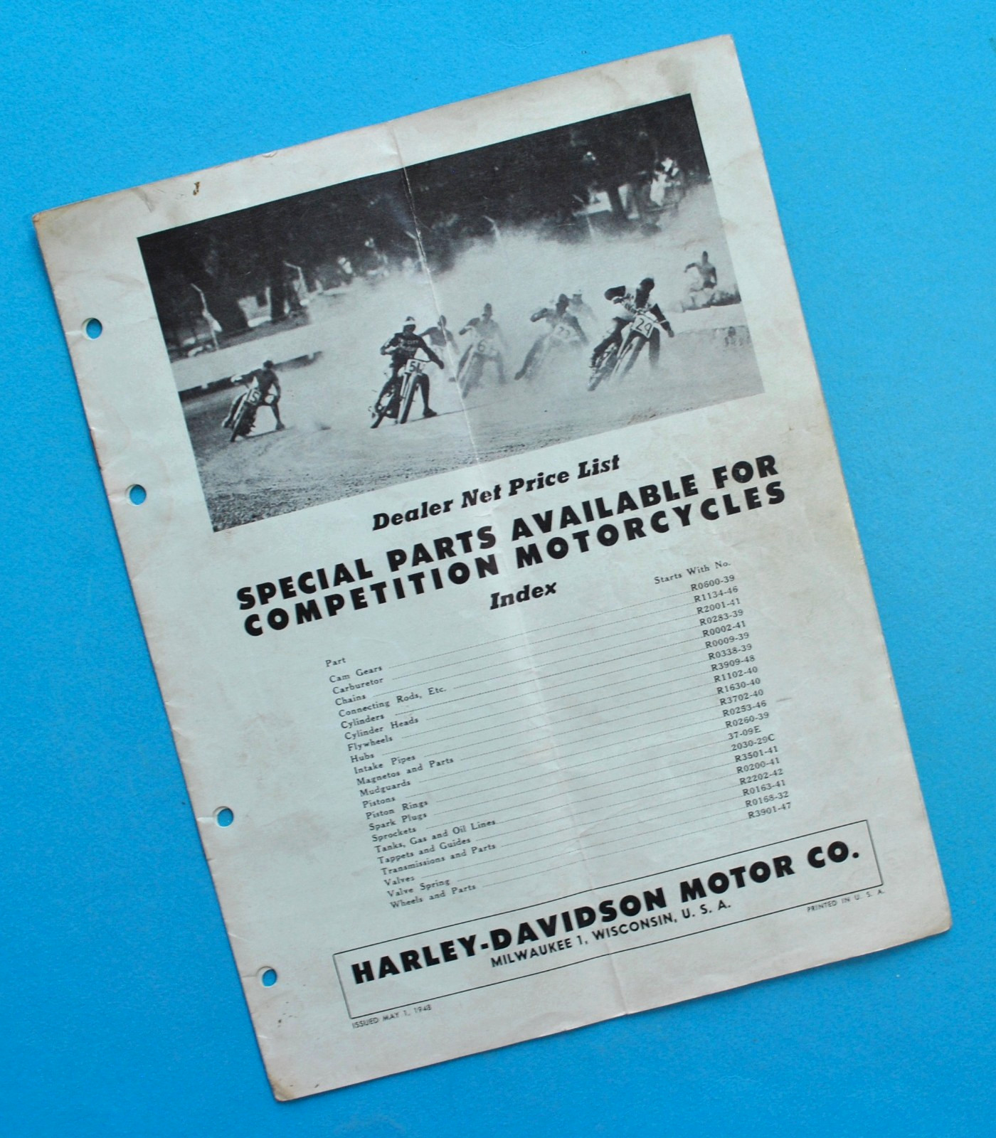 Original Rare 1941-1948 Harley Davidson WR WLDR Competition Spare Parts Catalog Original Rare 1941-1948 Harley Davidson WR WLDR Competition Spare Parts Catalog