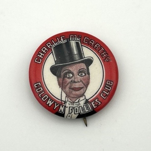 Vtg 1938 CHARLIE McCARTHY GOLDWYN FOLLIES CLUB celluloid pinback button MOVIE Vtg 1938 CHARLIE McCARTHY GOLDWYN FOLLIES CLUB celluloid pinback button MOVIE