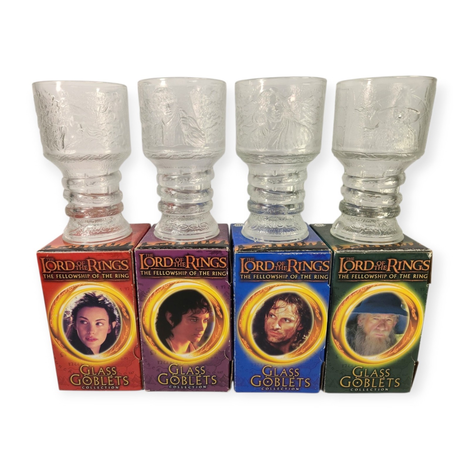 Set of 4 Vintage 2001 The Lord of The Rings Burger King Glass Goblets Set of 4 Vintage 2001 The Lord of The Rings Burger King Glass Goblets