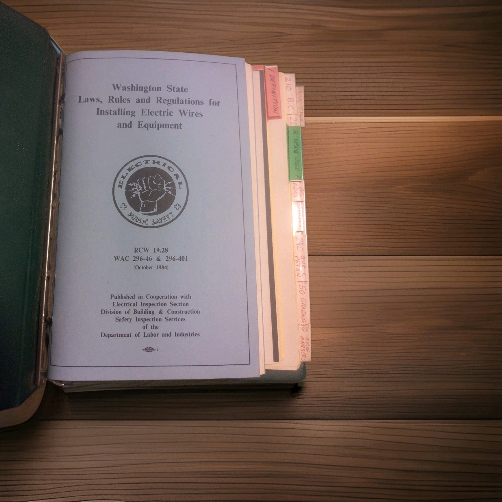 Vintage 1984 National Electrical Code Loose Leaf Binder NEC Tabs Washington WAC Vintage 1984 National Electrical Code Loose Leaf Binder NEC Tabs Washington WAC