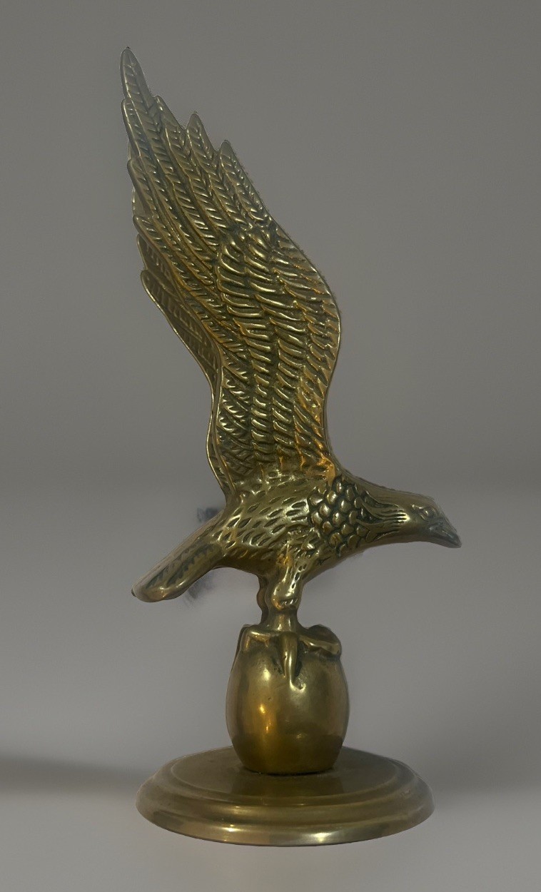 Vintage Solid Brass Eagle Statue Outstretched Wings Perched On Globe 11" Vintage Solid Brass Eagle Statue Outstretched Wings Perched On Globe 11"