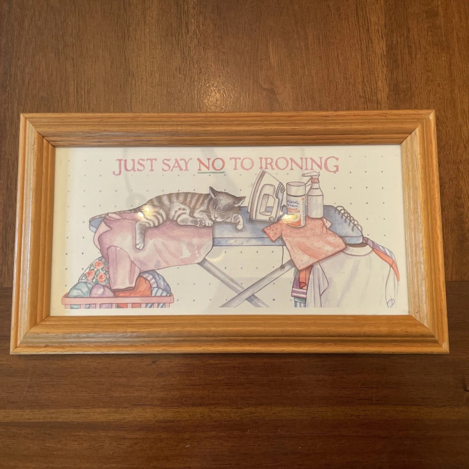 Vintage 1989 Cat Frame Just Say No To Ironing Framed Wall Art Figi Graphics Vintage 1989 Cat Frame Just Say No To Ironing Framed Wall Art Figi Graphics