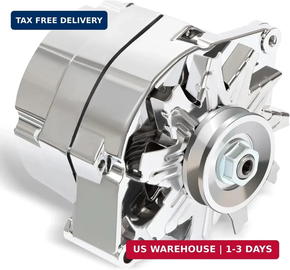 Alternator High Output 100 AMP Chrome 1 Wire Self | Replacement for Self Excitin Alternator High Output 100 AMP Chrome 1 Wire Self | Replacement for Self Excitin
